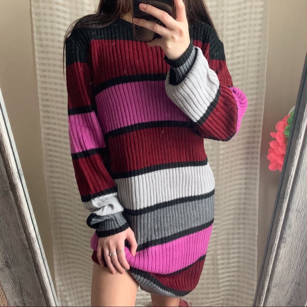 Stripped sweater dress